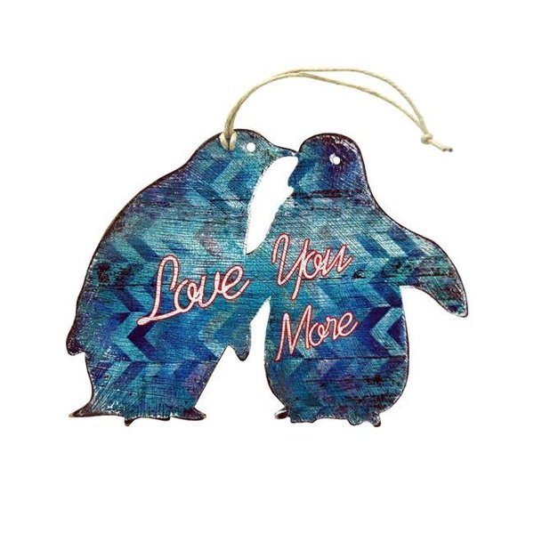 Designocracy Designocracy 99741-O Love Pinguins Wooden Ornament 99741-O